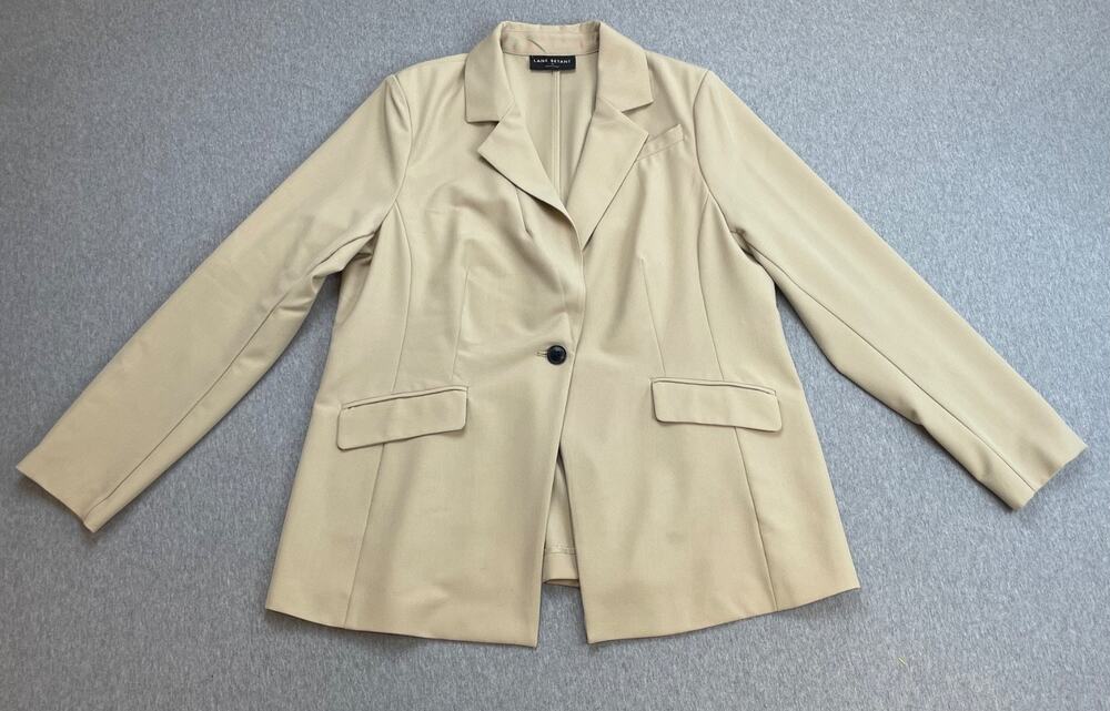 Lane Bryant Blazer‎ Womens 16 Beige Stretch One-Button Single Breast Long Sleeve
